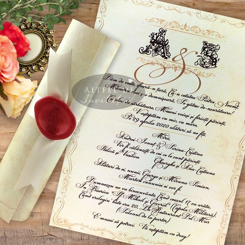 Invitatie nunta Mesaj handmade