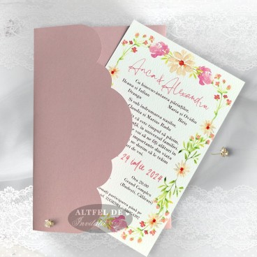Invitatie de nunta Festin Floral cu plic manual